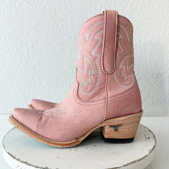 Lane SMOKESHOW Cowboy Bootie Womens 6 Pink Leather Western Cowgirl Ankle Boots - Picture 4 of 12
